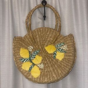 J. Jill Woven Tote with Yellow and Green Embroidery